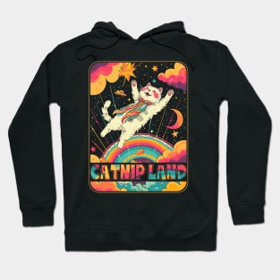 Cat Catnip Land 60s 70s Hippie Aesthetic Cat Lover Hoodie